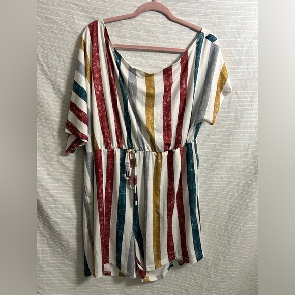 BLOOMCHIC Women's Jumpsuit Rainbow Striped V-Neck Romper Size (18-20) - Picture 1 of 6